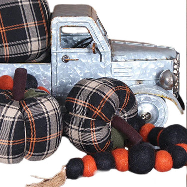 Primitive Fall Plaid Pumpkin 8 Inch ON840007 - The Fox Decor